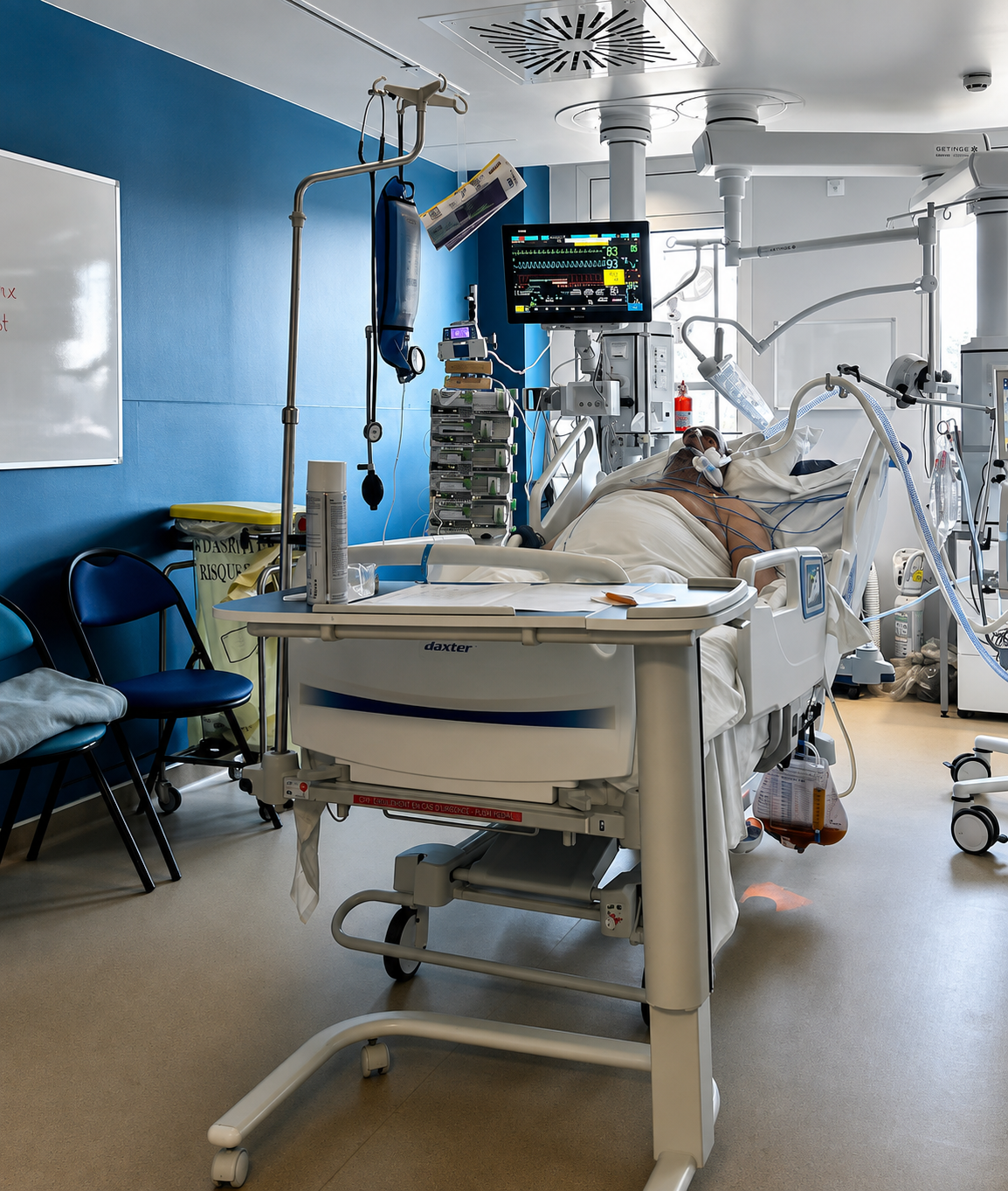 Patient dans une chambre de réanimation