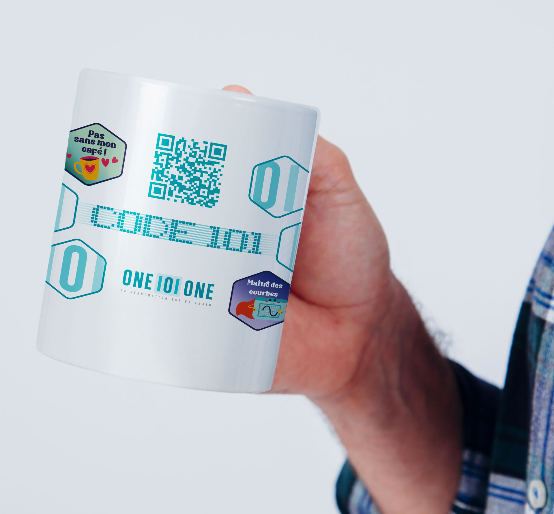 QR code Code 101 imprimé sur un mug